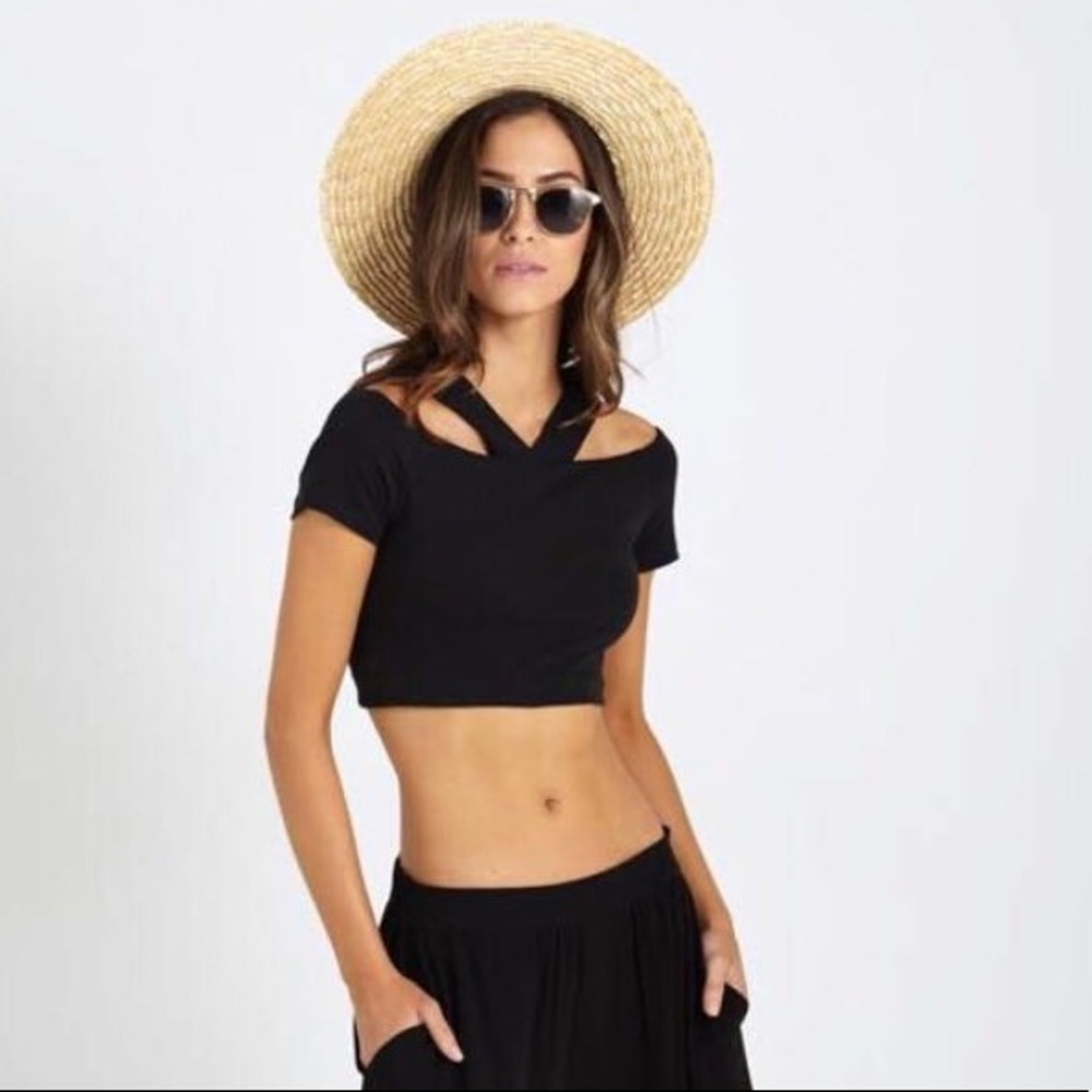 Cotton On Black Off the Shoulder Crop Top